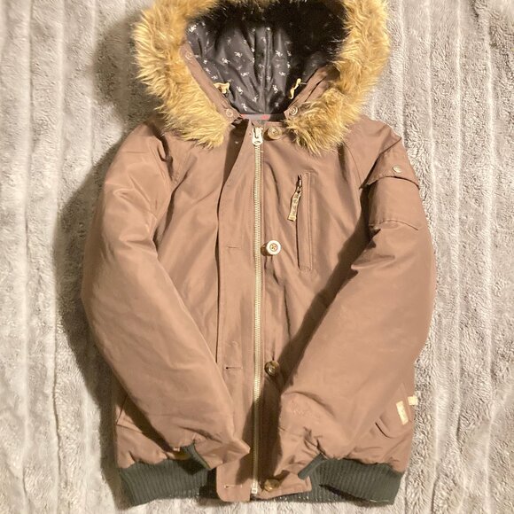 XS Woolrich Patrol Down Parka Coat in Chocolate Brown - Picture 6 of 6